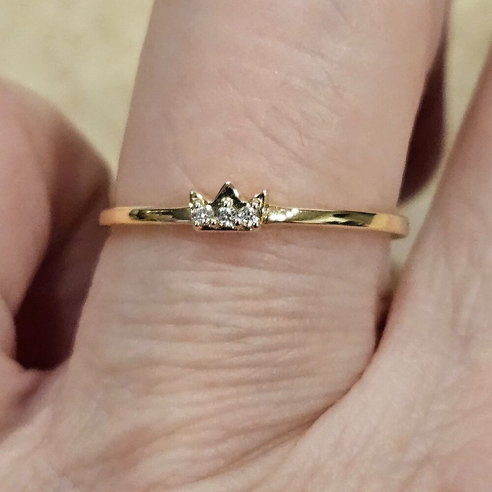RARE MONICA RICH KOSANN BRIDGERTON QUEEN TIARA STACKING POESY DIAMOND 18K RING